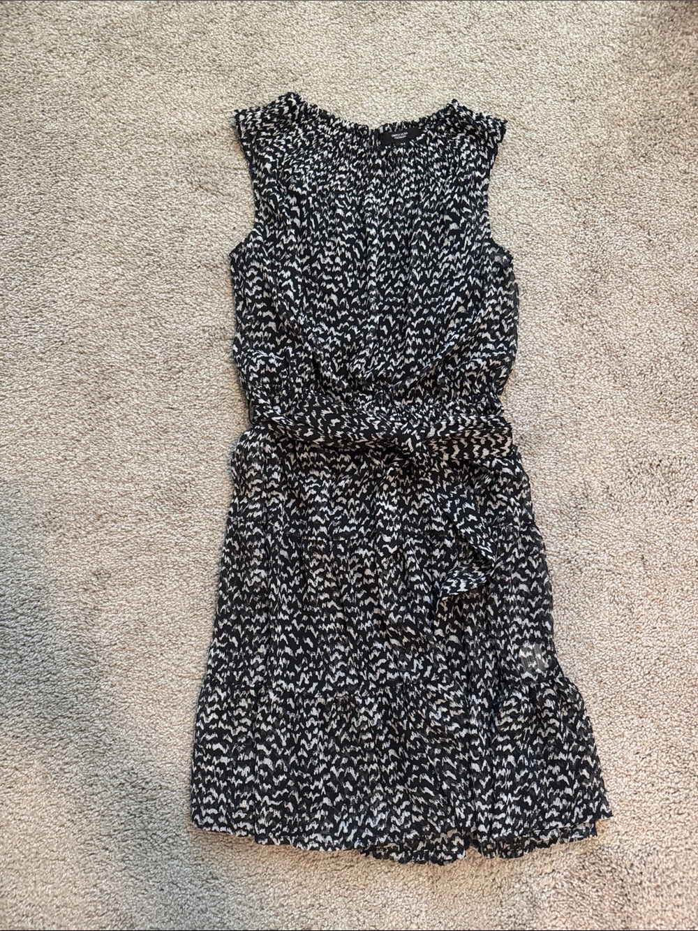Simply Vera Vera Wang Black and White Sleeveless Belted Dress